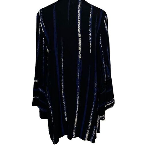 Anthropologie | Anthro Bel Kazan Blaze Striped Kimono Black Blue sz OS One Size - Picture 3 of 9
